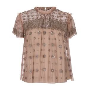 Needle and Thread Andromeda-Embellished Tulle Top - XS - Brown
